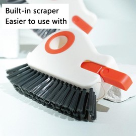 2 in 1 Groove Cleaning Brush Window Track Cleaning Tools, Gap Cleaning Brush, Multifunction Hard Bristle Crevice Cleaning Brush with Hidden Scraper (Gray)