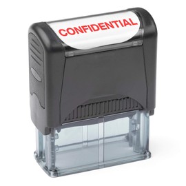 Self Inking Rubber Stamp, Refillable Red Ink Preinstalled - (9/16" x 1-1/2") (Confidential)