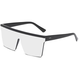 YAMEIZE Vintage Oversized Sunglasses for Women UV400 Protection Trendy Square Eyewear Outdoor (White Silver)