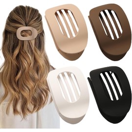 4-Piece Flat Round Grab Clip, Comfortable Curved Design, Grip, Powerful Metal Spring, Large Size for Thick Hair, Suitable for Lying Down Driving and Scenes, Matte Model, for Various Hair Types like
