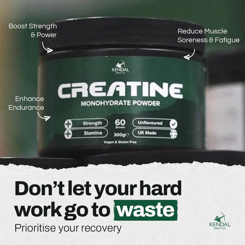 Kendal Mint Co Creatine Monohydrate Powder, 300g, 60 Servings, Unflavoured,