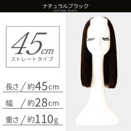 TefuRe BA5061ST45N-BLK Hair Extension, Hair Extension, Pin for Easy Installation, One Touch Hair Extension, Point Wig, Long, Straight/45 Natural Black (N-BLK)