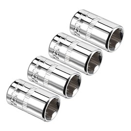 Kozelo 4pcs 6 Point Shallow Socket - [1/4 Inch x 10mm] Square Drive for Car Mechanical Equipment Repair Use, CR-V Steel Metric Sizes