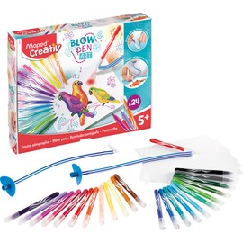 Maped Creative Dandelion Pens Blow Pen Basic Set with x2 Duster Tubes, x2 Mouthpiece, x24 Fibre Tip Pens