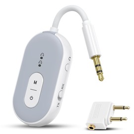 OQIMAX Bluetooth 5.3 Airplane Adapter, APTX Low Latency Airfly Bluetooth Transmitter Receiver, Portable Bluetooth Headphone Adapter with Dual Connection, 18H Playback, for TV, Headphone, Speaker