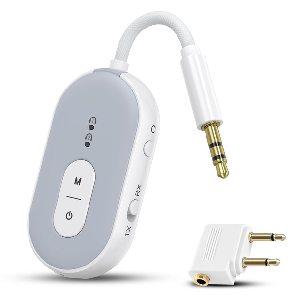 OQIMAX Bluetooth 5.3 Airplane Adapter, APTX Low Latency Airfly Bluetooth