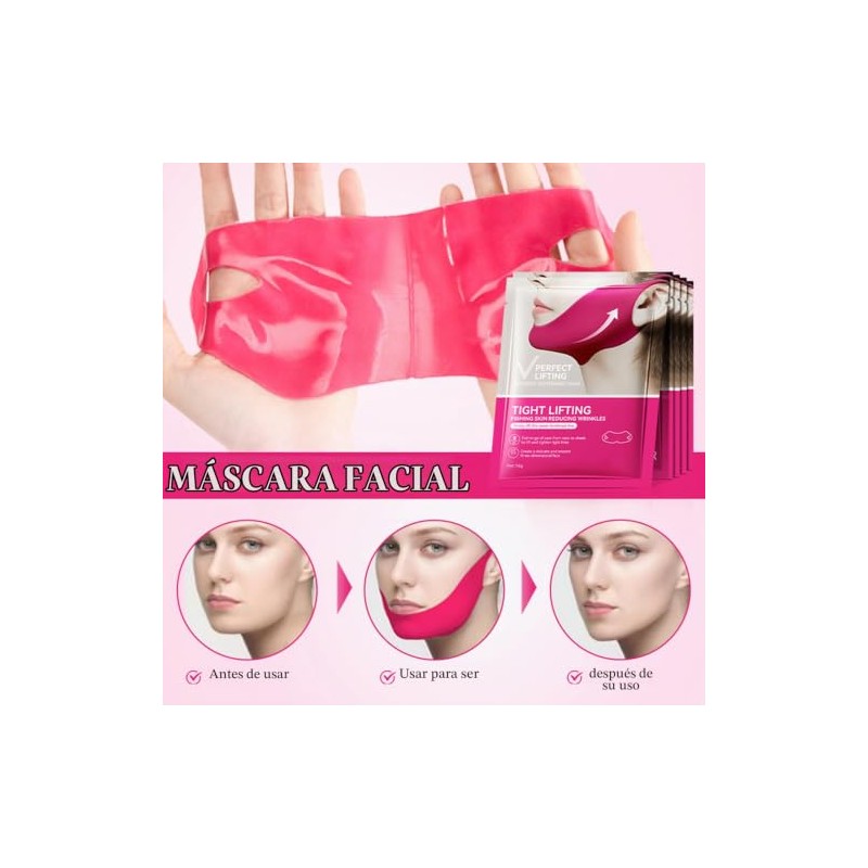 5Pcs Mascarilla de Colágeno en Forma de V Para Rostro,