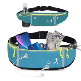 ICIICO Running Pouch, Waist Bag, Walking, Jogging, Pouch, Smartphone Bottle Cage, Earphone Hole Included, Large Capacity, Waterproof, Breathable, Reflective Material at Night, For Mountain Climbing,