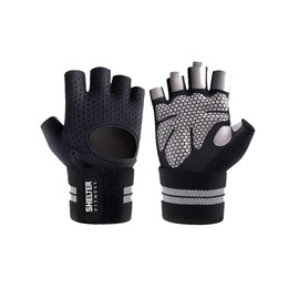 Shelter Fitness Breathable Fingerless Workout Gloves - Black Large