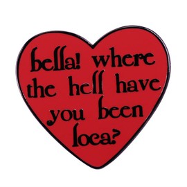 where the hell have you been loca” Badge Funny Brooch Red Heart Enamel Pin for Hat Jacket Cotton Shirt Skirt Canvas Bag, Metal, no gemstone