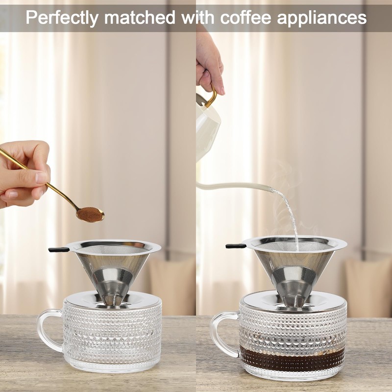 Kasanni Coffee Filter, Stainless Steel Coffee Filter, Reusable Coffee Filter,