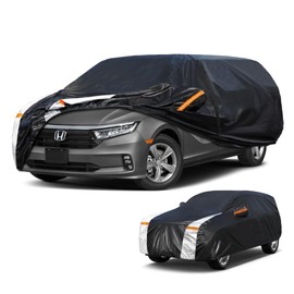 Minivan Car Cover for Honda Odyssey 100% Waterproof All Weather, Heavy Duty Outdoor Full Exterior Covers Rain Sun Wind UV Protection.