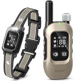 Delupet 2-in-1 Dog Bark & Shock Collar – 4500FT Dog Training Collar with Remote, 3 Training Modes & LED Light, IPX8 Waterproof E Collars with Anti-Barking for Small Medium Large Dog (Titanium)