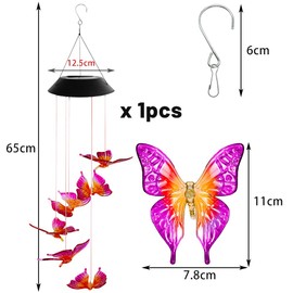Taozoey Solar Wind Chime, LED Solar Wind Chimes Light, Butterfly Solar Wind Chimes, Solar Hummingbird Wind Chime, Multi-Colour Gradual Change, Surprise Gift for Mothers