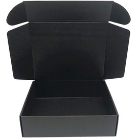 Black Shipping Boxes 10.6x6.5x2 Inch, Small Corrugated Cardboard Box 5 Pack (Inside Size: 9.9 x 6.3 x 1.85")