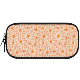 VOL&BASS Orange Flower Large Pencil Case For Girls Boys,Big Capacity Pencil Pouch Pen Bag With Flip Top Zipper,Back To School Supplies Pen Holder Box Organizer Office Student