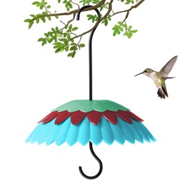 8" Bird Feeder Cover with Ant Moat, Skaithee Bird Feeder Baffle with Hummingbird Feeder Ant Guard & Rain Guard & Shepherd Hooks, Bright Colors Attract More Birds & Anti Rain/Snow/Ants (Blue 8 inches)