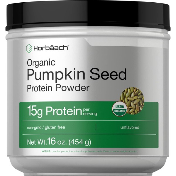 Pumpkin Seed Protein Powder Organic | 16 oz | Vegetarian, Gluten Free, and Non-GMO Formula | Keto and Paleo Supplement | 15g of Protein Per Serving | by Horbaach