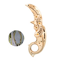 MU 3D Wooden Puzzle Knife DIY Assembled Knife Metal Puzzles for Adult, Military Model Wooden Swords Guns Model Kits Building DIY Set, Mechanical Toys Gift to Father Brother Purple Claw