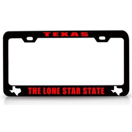 Customola Texas The Lone Star State Texas Map Style Steel Metal License Plate Frame Bl # 74