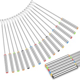 Cptoion 18 Pack Stainless Steel Fondue Forks, 9.3 In, 6 Colors