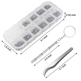 Eyeglass Repairing Tool Kit - 1100PCS Includes Micro Screws, 5 Pairs Nose Pads & Precision Screwdriver with Tweezer for Glasses, Sunglasses & Watch Repair