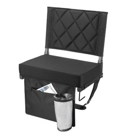 VILLEY Stadium Seats for Bleacher with Back Support, Folding Stadium Seat Cushion, Portable Bleacher Chair, Stadium Chair for Sports Events, Black