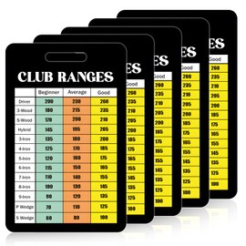 5 Pcs Golf Club Range Chart Card Range, Double-sided Golf Reference Distance Card, Portable Golf Scorecard Holder for Average Beginners Girls Youth Boys Men