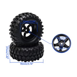 RC 1:10 Buggy Rubber Tires 5 Spoke Wheel Rim for RC HSP 1/10 Off-Road Pack of 4