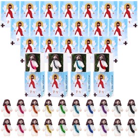 WWmily 50 Sets Mini Jesus Figures Religious Party Favors Christian Jesus Loves You Little Figures Doll Inspirational Boxes Artificial Moss for Church Hide Sunday School Baptism Gifts