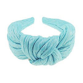 Glamour Girlz Ladies Wide Knot Textured Wrinkle-Free Shimmer Evening Headband Alice Band Turquoise