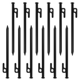 AYAMAYA 12 PCS Tent Stakes, 10 in Heavy Duty Forged Steel Ground Stakes, Outdoor Metal Camping Tent Pegs, Thickened Tent Spikes with Storage Bag for Canopy Tarp Rainfly Camping Tent Accessories