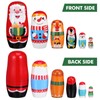 AOKWAWALIY Pack of 6 Wooden Christmas Matryoshka Dolls, Russian Nesting