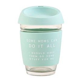 Mud Pie Coffee Silicone Glass, Blue, Mom