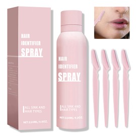 AIUEO Hair Identifier Spray for Face Shaving Skin Body Hair Identifying Spray,Moisturizing Hair Identifier Spray for Face Dermaplaning,Face Hair Identifier Spray with 4 Razors