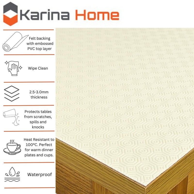 Karina Home 180cm x 90cm Heat Resistant Cream Table Protector