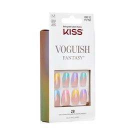 KISS Voguish Fantasy, Press-On Nails, Nail glue included, 'Candies', Multicolor, Medium Size, Coffin Shape, Includes 28 Nails, 2g glue, 1 Manicure Stick, 1 Mini File