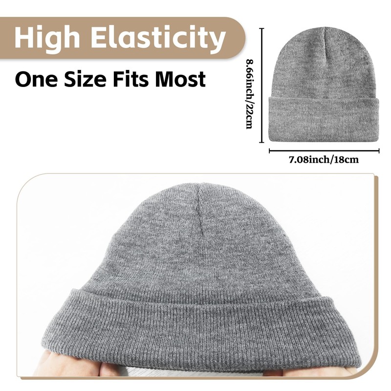 AGLIFEFY Winter Beanie Acrylic Knit Cuffed Plain Hats Skull Cap