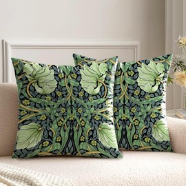 HUASHUZI William Morris Cushion Cover 40 x 40 cm Decorative for Sofa Cushion Covers Set of 2 Decorative Cushions Couch Cushion Cover Sofa Bedroom Living Room Decorative Cushion