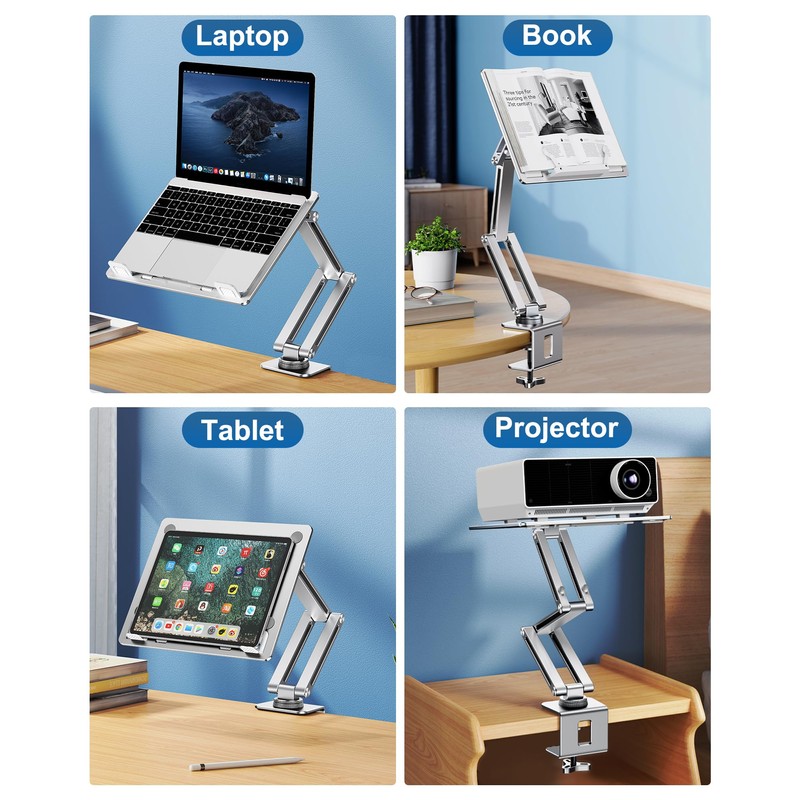 Laptop Mount for Desk, Tablet Arm Mount with 360° Rotating,