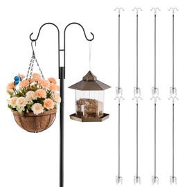VEVOR Double Shepherds Hooks for Outdoor, 8 Pack 108 Inch Heavy Duty Bird Feeder Pole, 3/4 Inch Thick Garden Hooks for Hanging Hummingbird Feeder, Plant Baskets, Solar Light Lanterns,Wind Chimes