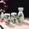 Japanese Ceramic Sake Set of 5,Bamboo Pattern Sake Pot and