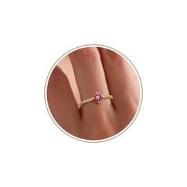 DONYUDE July Birthday Gifts for Women Birthstone Rings for Women Ruby Ring Dainty 14k Gold Rings with Birthstone Birthday Gift for Her Engagement Ring Anniversary Gold Jewelry Teen Trendy Stuff