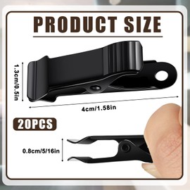 20 Pcs Metal Mini Clamps Mini Spring Clamp Crocodile Alligator Clips 1/2 Inch Wide for Work, Smooth Jaw, 5/16 Inch Capacity (Black)