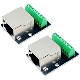 PENGLIN 2pcs RJ45 Ethernet Breakout Board Single Socket Adapter, 2.54 mm Pitch 8-Pin RJ45 Screw Connection, RJ45 Single Socket to 8 Pins Adapter