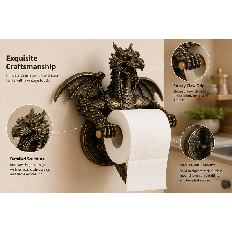 Dragon Toilet Paper Holder for Bathroom & Kitchen – Retro