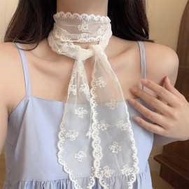 PLwelth Pañuelo De Encaje Con Lazo Para La Cabeza, Lazo Bordado, Cintas Para El Pelo Para Mujeres Y Niñas, Pañuelos Largos Y Finos Para Vestidos, Bolsos, Accesorios Bonitos Para El Pelo Para Bodas Y