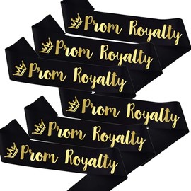 KETAOO 6PCS Prom Royalty Sashes Bulk, Black Gold Prom Sashes for Prom Court, High School Dance Party, Costume Event Graduation Party Accessories