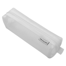 GRmkt Pencil Case, Mesh Pencil Case, See-Through Stationery, Pencil, Zipper, Pen Holder, Simple, Organization, Lightweight, Compact, Student, Business, White, casual