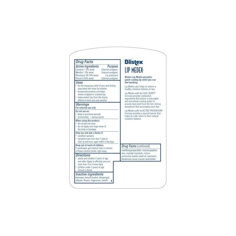 Blistex Lip Medex, Lip Moisturizer 0.25 oz (Pack of 4)